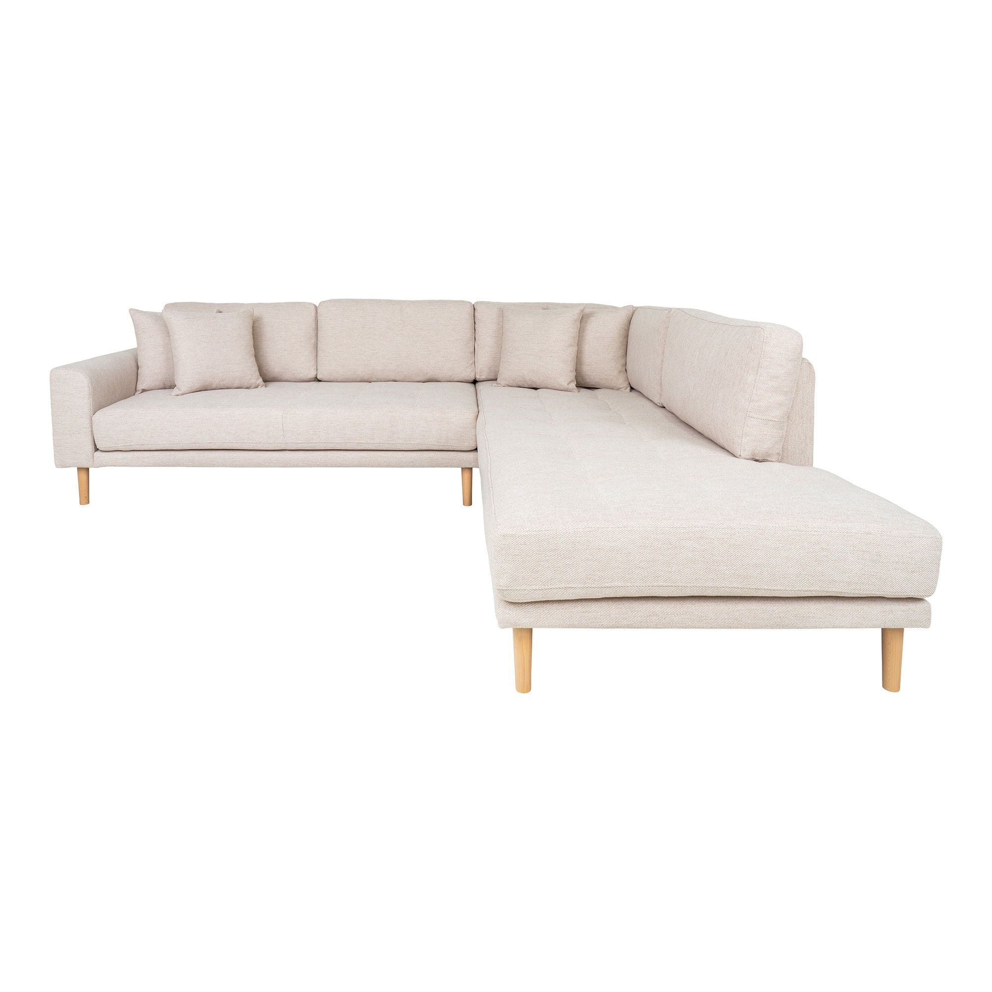 Lido – Ecksofa mit offenem Ende, rechtsbündig, schwarze Holzbeine, 92–220 × 257 × 76 cm